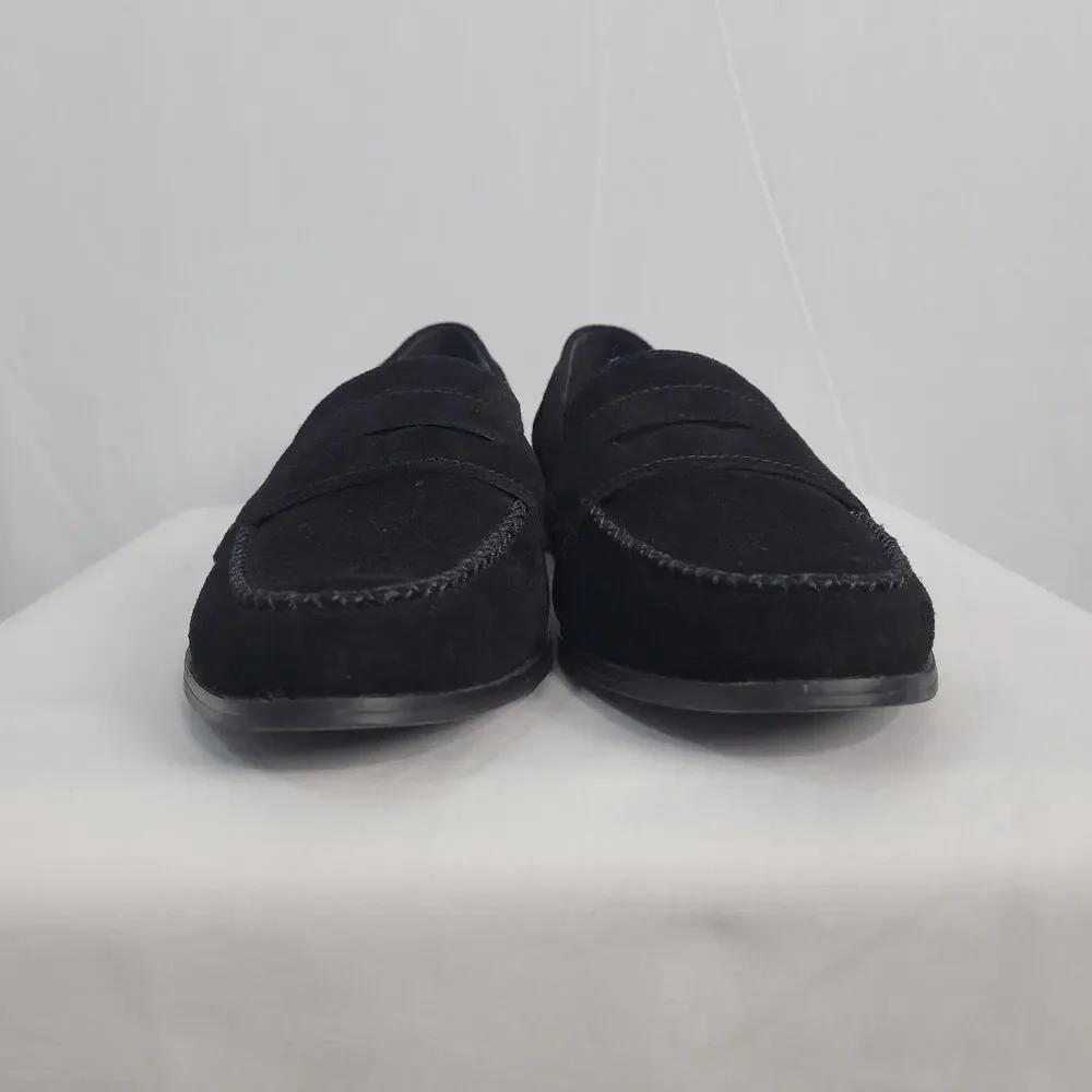 Lucky Brand Eryka Suede Penny Loafers sz 9.5M Black Preppy Poet Old Money